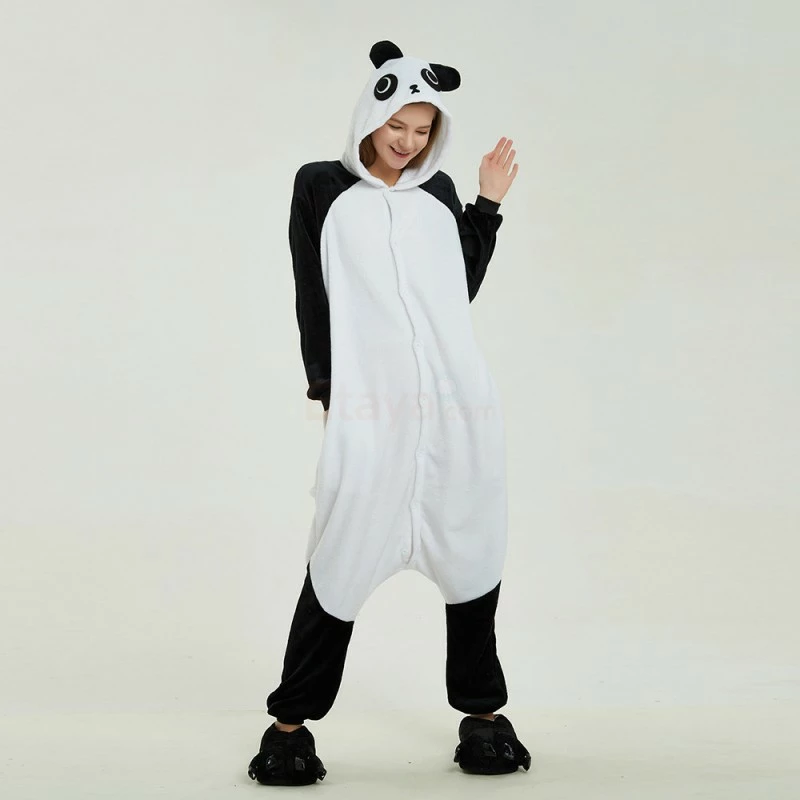 Etaya Black White Kung Fu Panda Kigurumi Animal Onesie Pajama Costumes For Adult - Image 15